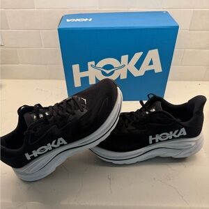 Hoka Clifton 10 Black and White Sneakers